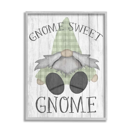 Stupell Industries Gnome Sweet Gnome in Gray Frame Wall Art
